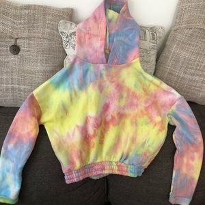 Rainbow tie dye crop hoodie